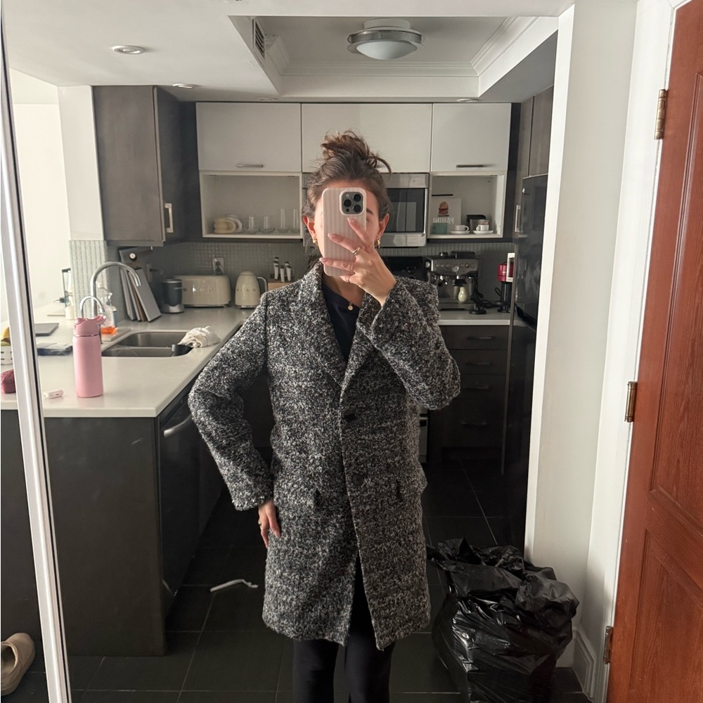 Zadig & Voltaire Charcoal Gray Tweed Pea Coat
